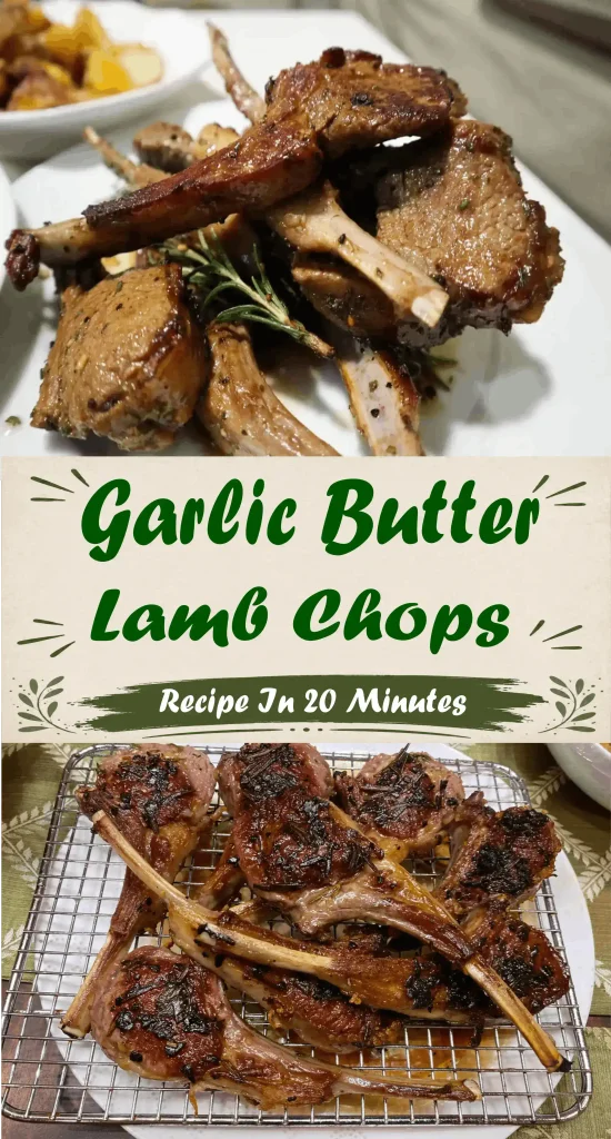 Garlic butter lamb chops plated and on a cooling rack, ready in 20 minutes