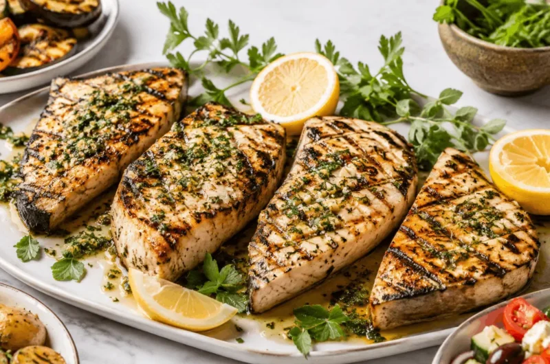 Grilled Swordfish Steak with Salmoriglio Sauce