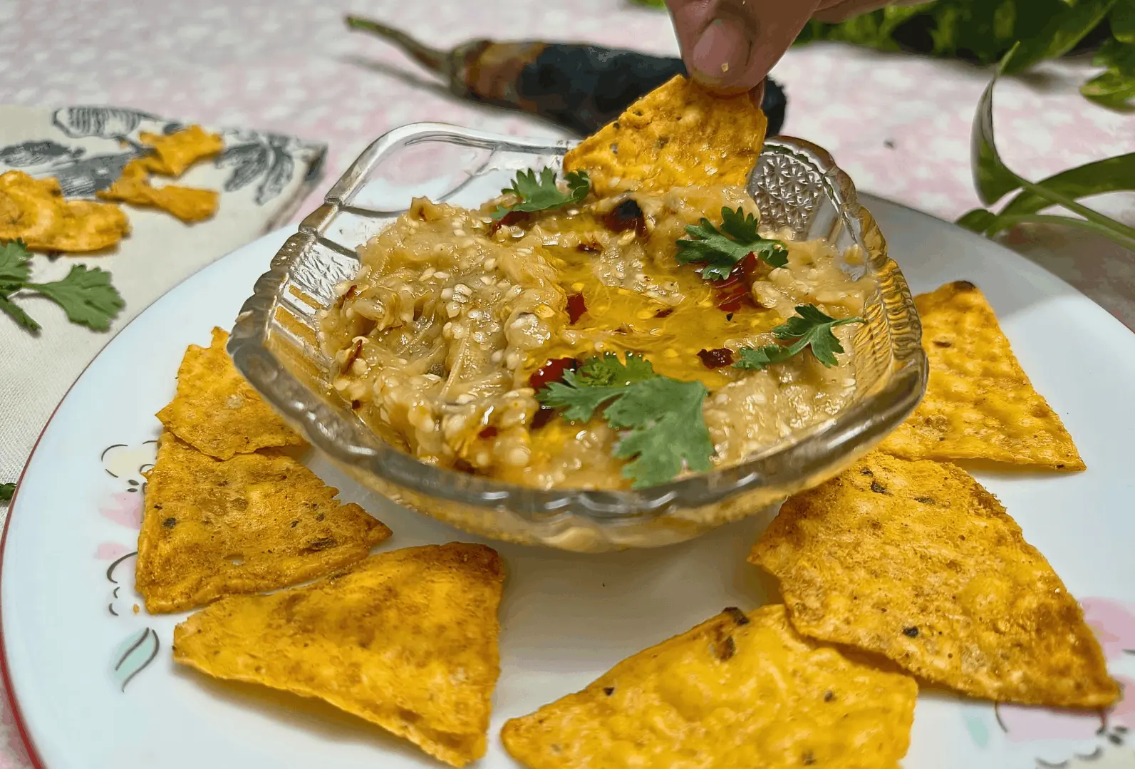 Cava Roasted Eggplant Dip Served With Crispy Chips
